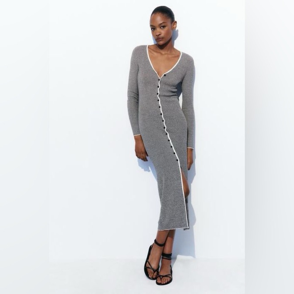 NWT - Zara Striped Knit Midi Dress - Size Medium